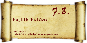 Fojtik Balázs névjegykártya